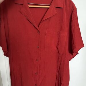 Topshop Crinkle Shirt in Spice